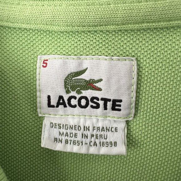 Lacoste Mens FR 5 US Large Lime Green Big Crocodile Short Sleeve Polo Shirt - Picture 6 of 8